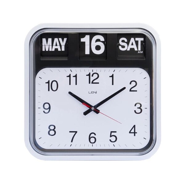 Leni Bankers Analog Wall Clock With Calendar 43x43x11cm White