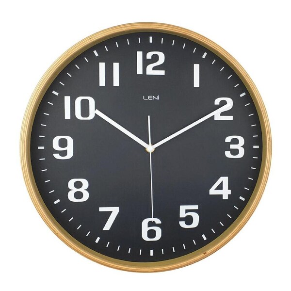 Leni Wall Mounted Clock Wood Frame 32cm Modern Design Black