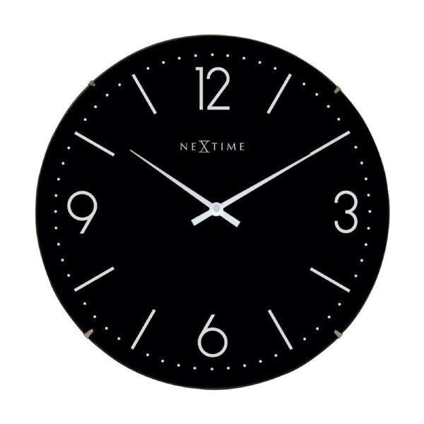 NeXtime Wall Clock Silent Sweep Dome Glass Cover 35cm Black