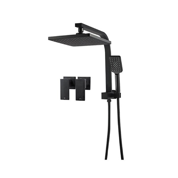 Shower Head Set 8 Inch Square Rain Handheld Head With Wall Taps ...
