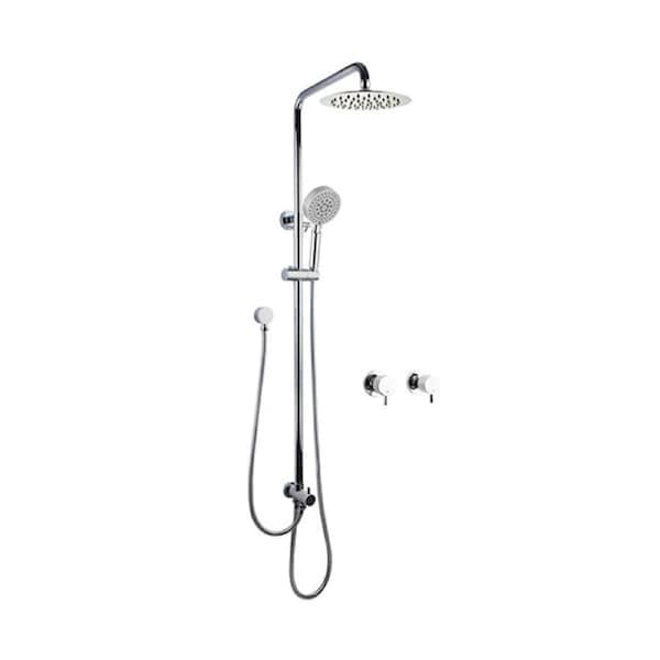 Shower Set 8 Inch Shower Head 5 Mode Handheld Head With Round Wall Tap