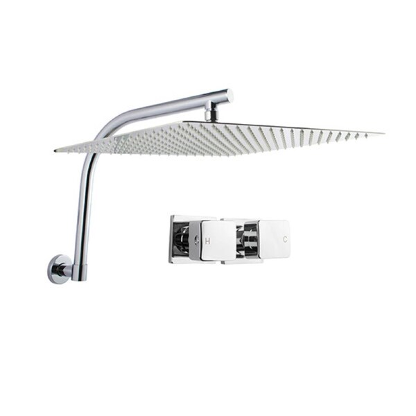 400Mm 16 Inch Square Stainless Steel Chrome Swivel Gooseneck Shower ...