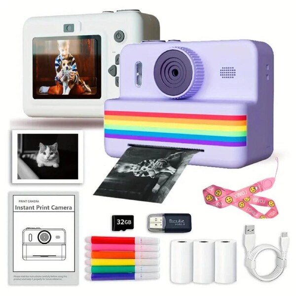 Portable Photo Printer Camera with Rechargeable Battery