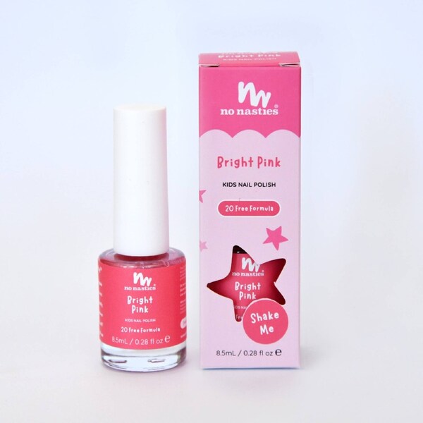 No Nasties Kids Bright Pink Water Based, Scratch off Nail Polish for Kids 8.5ml