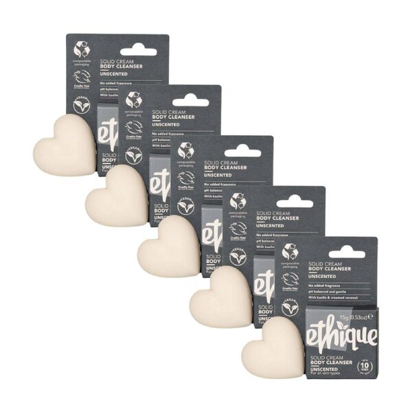 5 x ETHIQUE Solid Body Cleanser Mini 15g - Unscented