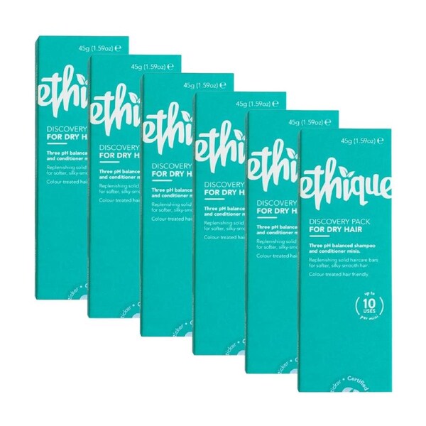 6 x ETHIQUE Discovery Minis 3 Pack - For Dry Hair 45g