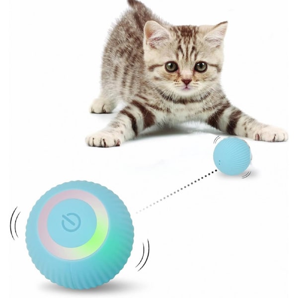 Interactive Cat Toy Ball Automatic 360o Self-Rotating Rolling Ball with LED Lights, Type-C Rechargeable Indoor Pet Exercise Chase Toy Ball for Kittens & Dogs