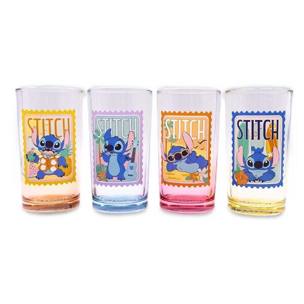 Disney - Lilo & Stitch - Stitch Postal Stamps Glass 4-Pack