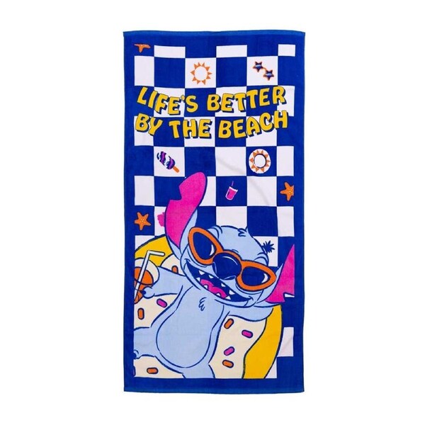 Disney - Lilo & Stitch - Life's Better on the Beach Checkered Towel