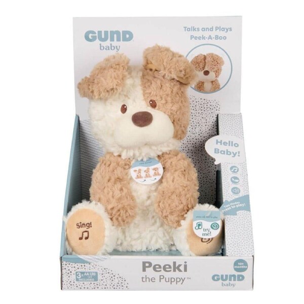 Gund Peeki the Puppy Dog Animated Plush Peek A Boo Toy 30cm
