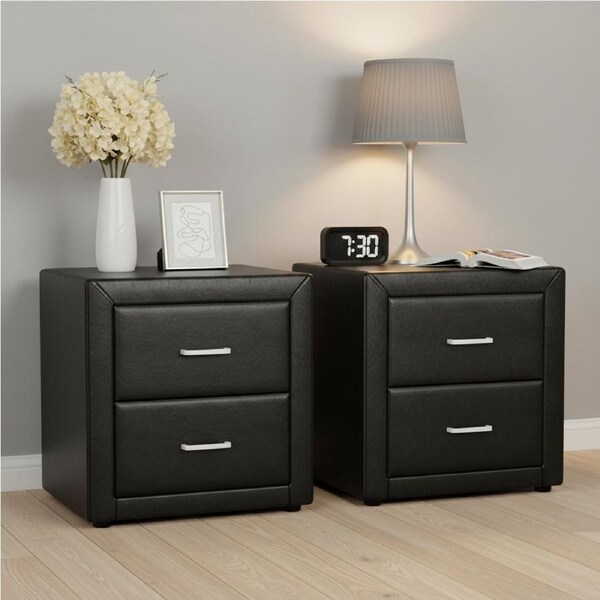 Artiss 2 X Bedside Table CADEN Black