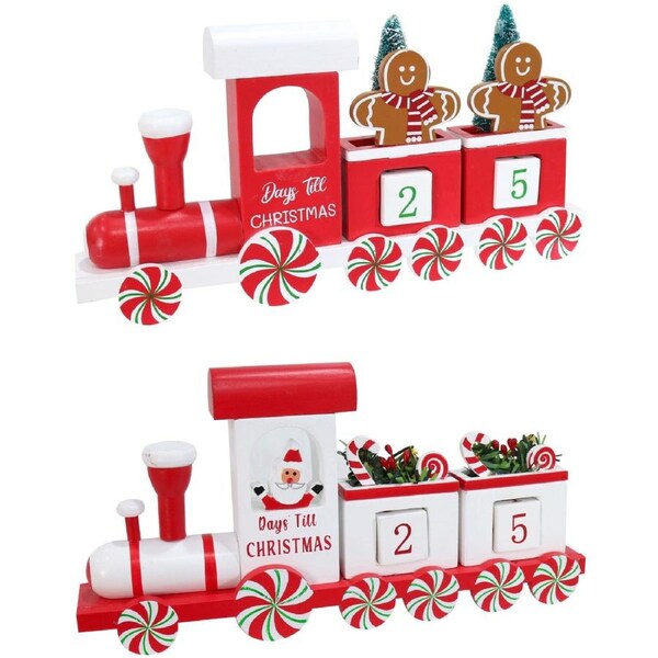 Wooden Lollipop Train Countdown Calendar Sign Assorted
