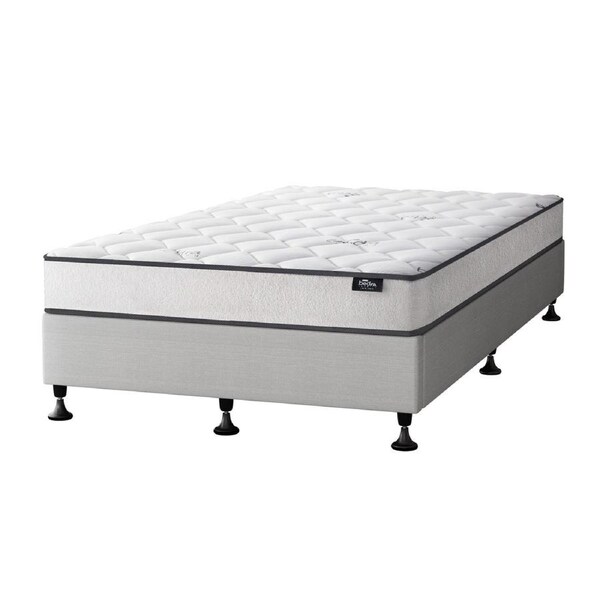 Oikiture Bed Frame King Single Size Upholstered Platform with Mattress Grey
