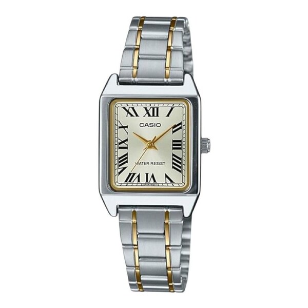Casio LTP-V007SG-9B Womens Watch Two Tone Gold Dial Steel Band Water Resistant