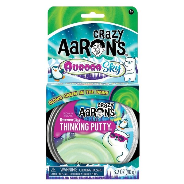 Crazy Aaron's Thinking Putty Glowbrights Aurora Sky 4 inch Tin