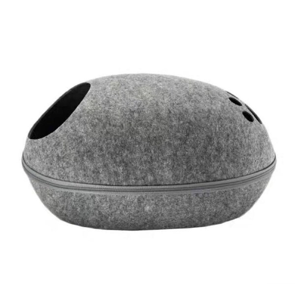 YES4PETS Large Cave Cat Soft Cushion Igloo Kitten Cat Bed Mat House Dog Puppy Dark Grey