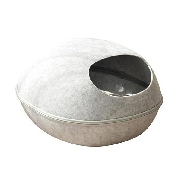 YES4PETS Large Cave Cat Soft Cushion Igloo Kitten Cat Bed Mat House Dog Puppy Light Grey