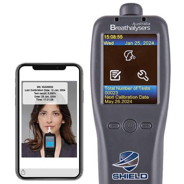 SHIELD Express Identity Workplace Breathalyser - AS3547 Portable Alcohol Breath Tester