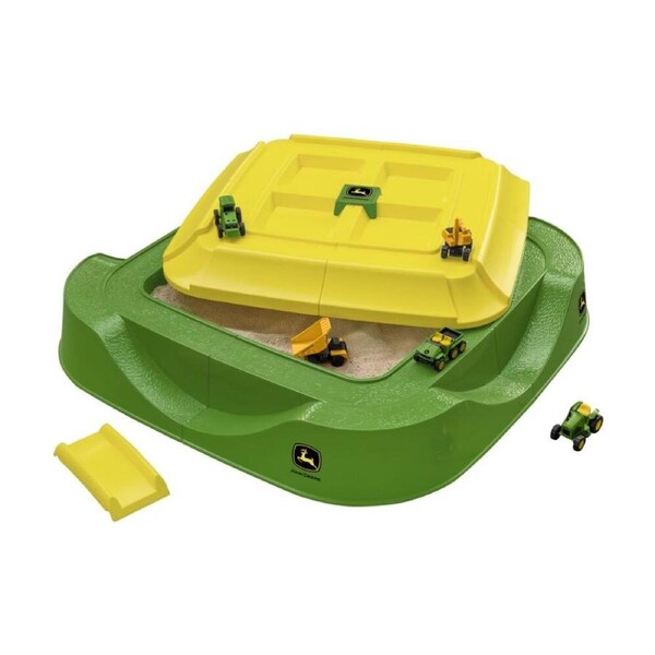 John Deere Worksite Sand Pit/Box Play Set w/5 Mini Vehicles & Cover 84cm 18m+