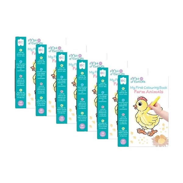 6PK First Creations My Colouring Book Farm Animals Kids Activity 26 Pages 12m+