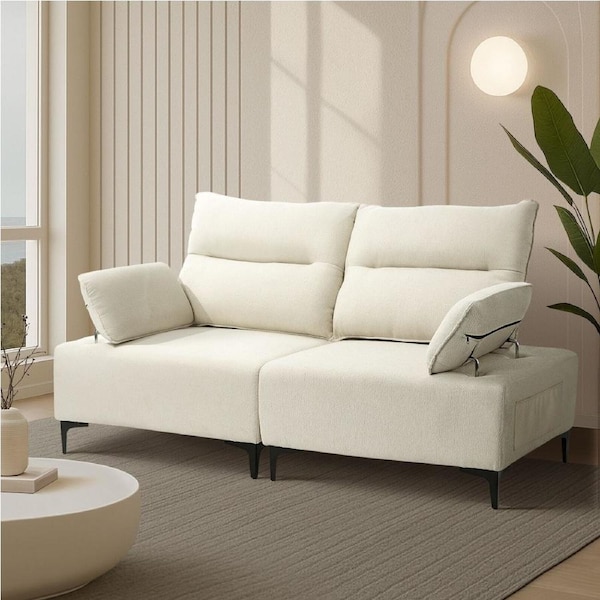 Oikiture 2 Seater Love Seat Couch Sofa Lounge Chenille Side Pocket Armrest