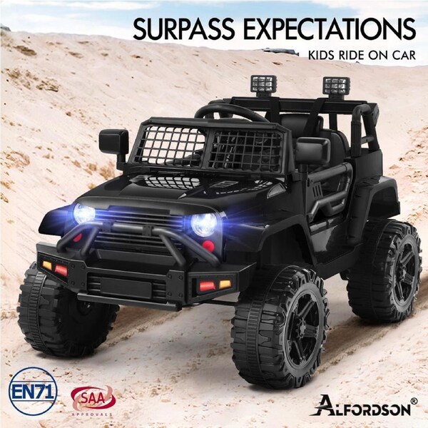 ALFORDSON Kids Ride On Car Toy Jeep Electric 12V 70W Motors R/C LED Lights MP3 Black
