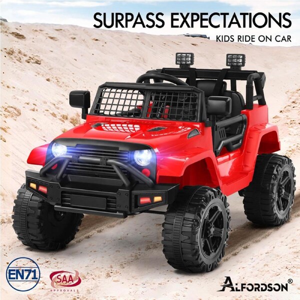 ALFORDSON Kids Ride On Car Toy Jeep Electric 12V 70W Motors R/C LED Lights MP3 Red
