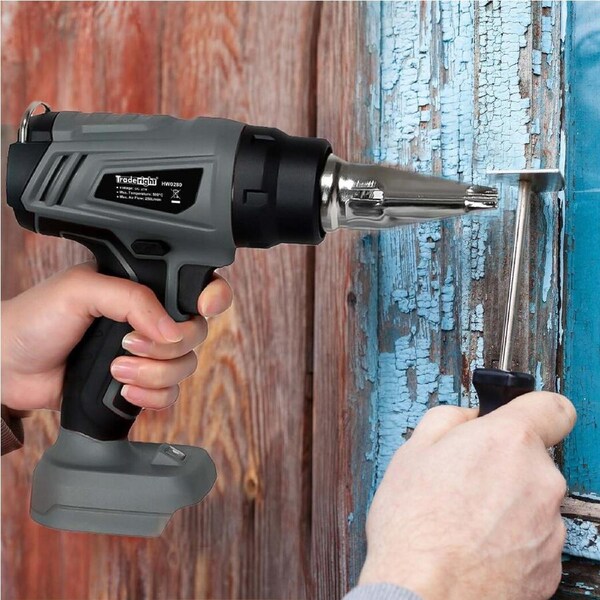 Traderight Heat Gun Kit Battery Operated 21V 500°C Turbo Air Flow with 5 Nozzles
