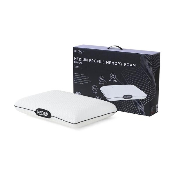 Ardor 250GSM Medium Profile Soft and Durable Memory Foam Pillow White