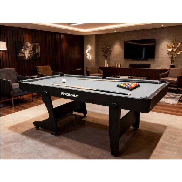 Prostrike 6FT Foldable Pool Table with Wheels Foldaway Billiard Snooker Game