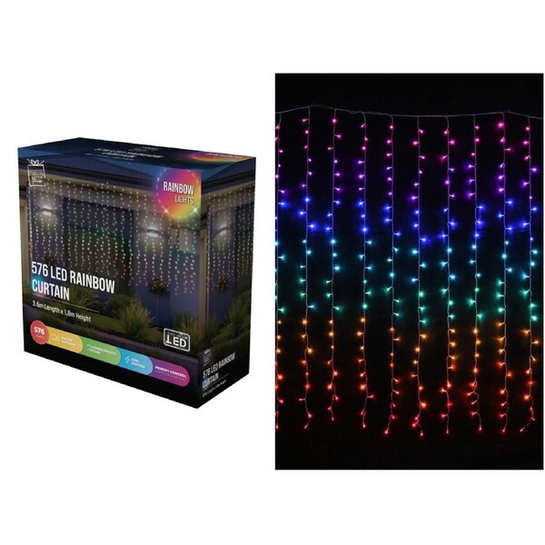 Rainbow LED Curtain Light 3.6m x 1.8m