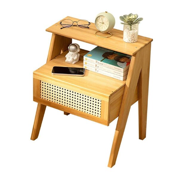 Drawer Bedroom Nightstand With Drawer Large Storage Stable Structure SpaceSaving