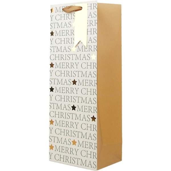 Merry Christmas Paper Bottle Gift Bag 36cm