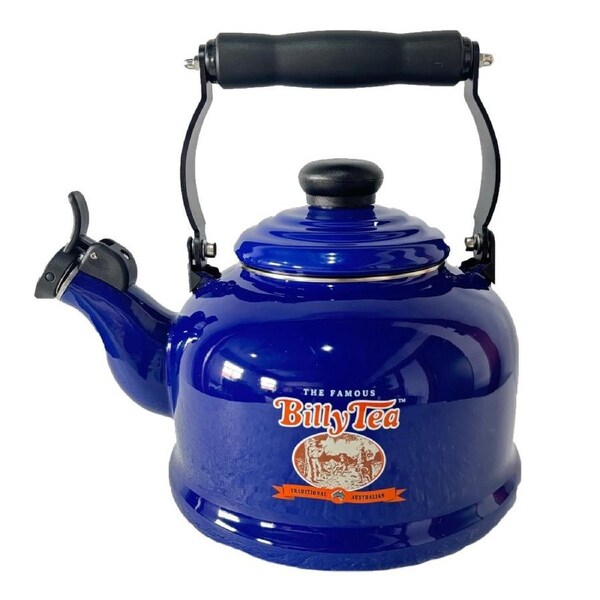 Falcon Enamel Whistling Kettle Blue Bushells 2.1 Litres