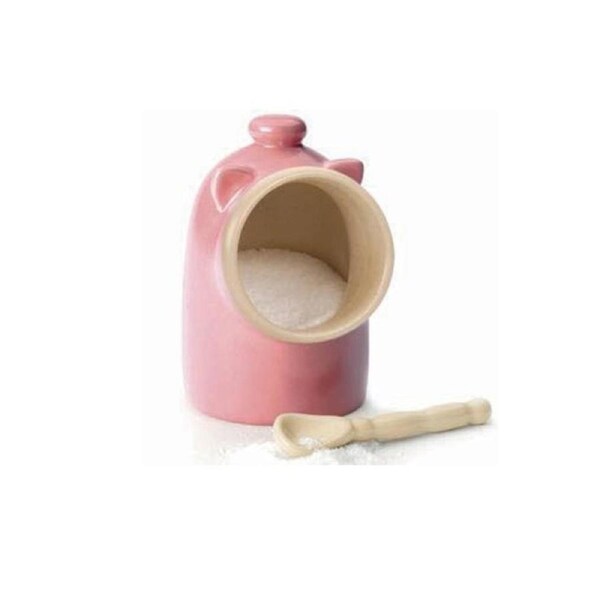 Country Vintage Style Stoneware Salt Pig Pink