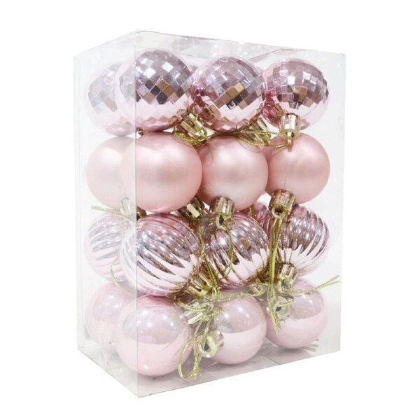 Mini Pink Baubles 24pk 4cm