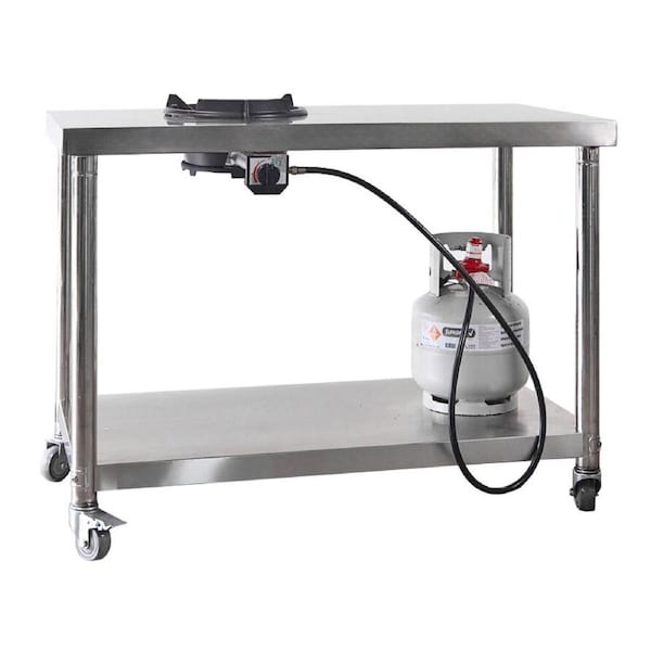 Auscrown 55MJ/hr High Pressure 100kPa LPG Wok Burner + Stainless Steel Wok Bench