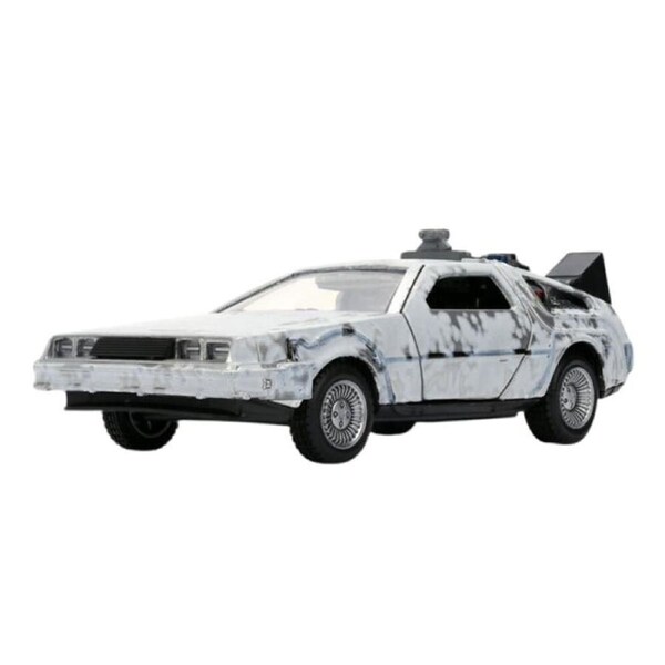 Jada 1:32 Back To The Future Delorean Frost Version With Truck Box Diecast Car