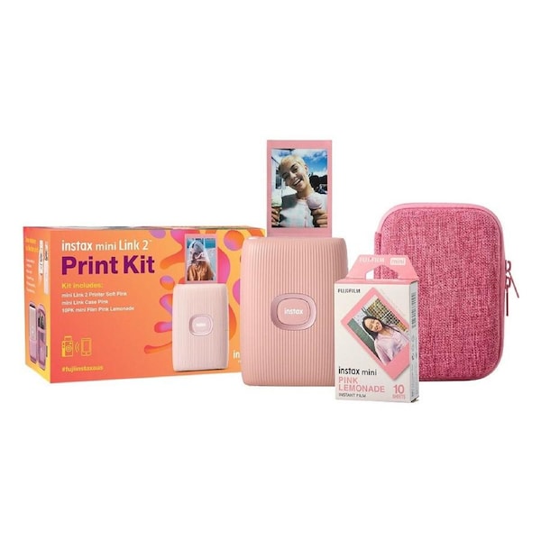 Fujifilm Instax Mini Link 2 Smartphone Printer Bundle (Soft Pink)