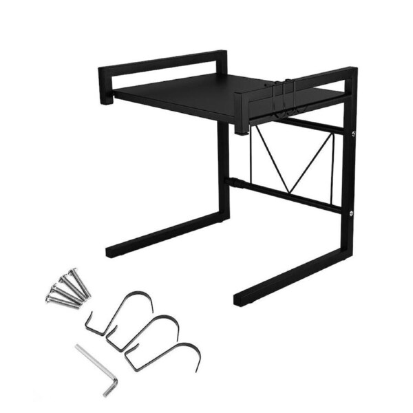 Microwave Shelf Kitchen Organiser Oven Rack Storage Metal Cabinet Shelving Black