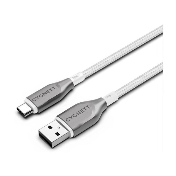 Cygnett Armoured 2m USB-C to USB-A Cable (White)
