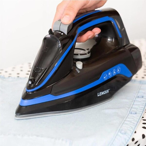 Lenoxx Cordless Steam Iron - Handheld Cord Free Iron Garment Crease Remover - Ceramic Soleplate