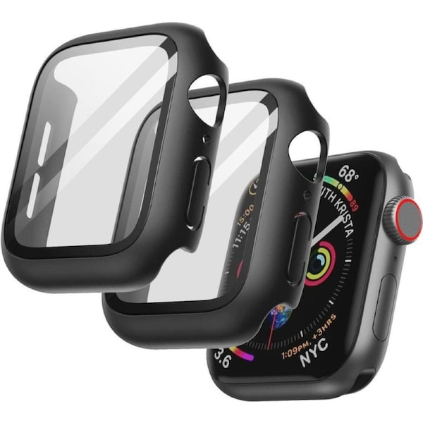 JETech Case with Screen Protector for Apple Watch SE 3/2/1 (2025/2022/2020) / Series 6 5 4 40mm, Overall Protective Cover, Built-in Tempered Glass Film High Sensitivity, 2 Pack (Black)