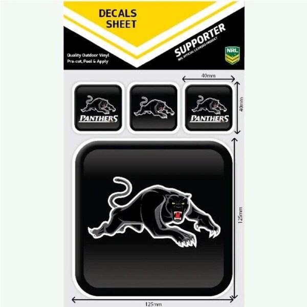 NRL App Stricker Decal Set - Penrith Panthers - 13x13CM Large 4x4CM Small