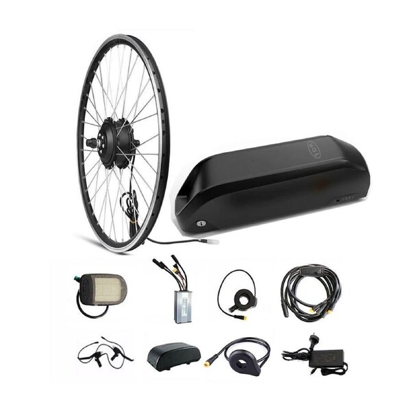 TDR 36V 350W 26 Inch Electric Bike Rear Motor Conversion Kit 22Ah Battery LCD Display Thumb Throttle Pedal Assist Alloy Rim Steel Spokes E-Brake Levers 1.75–2.25 Inch