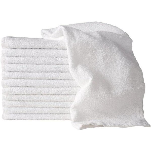 10x 100% Cotton Hand Towels Face Washers Bulk (34x74cm) in Plain White
