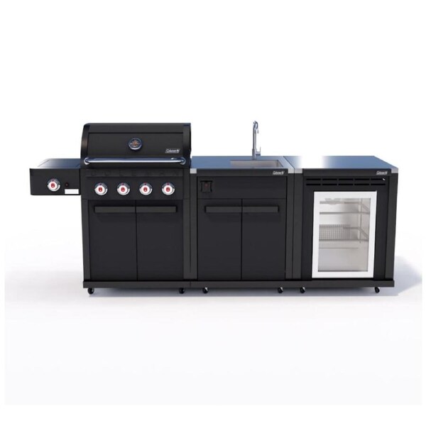 Coleman Revolution 4 Burner Kitchen with Sink and Fridge Module - Matt Black