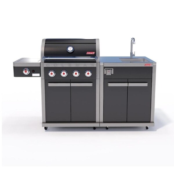 Coleman Revolution 4 Burner Kitchen with Sink Module - Black Gloss