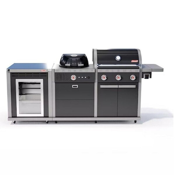 Coleman Revolution Dual Fuel Kitchen with Fridge Modules - Black Gloss
