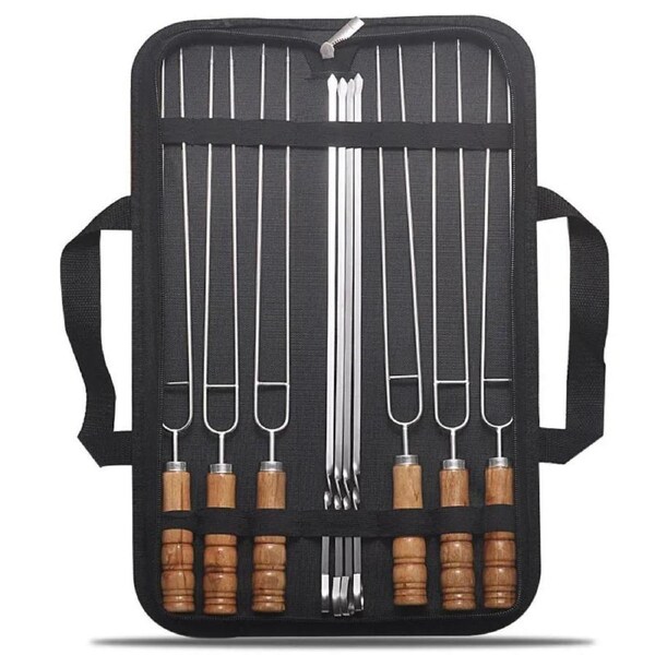 10PCS Stainless Steel BBQ Skewers Black